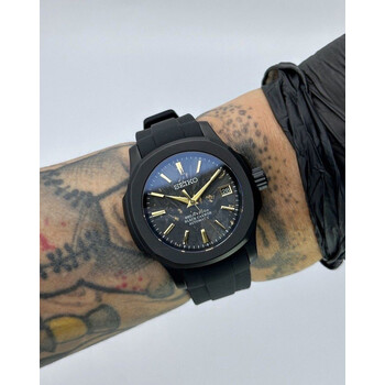 Custom Seiko Mod • Matte Black Carbon Nautilus w/ Gold Accent • 40mm